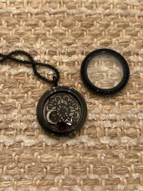 Origami Owl Black Crystal Large Locket